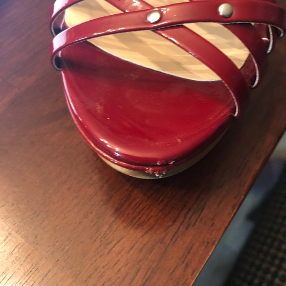 Marc Fisher studded caged heels in dk red patent - Picture 5 of 5